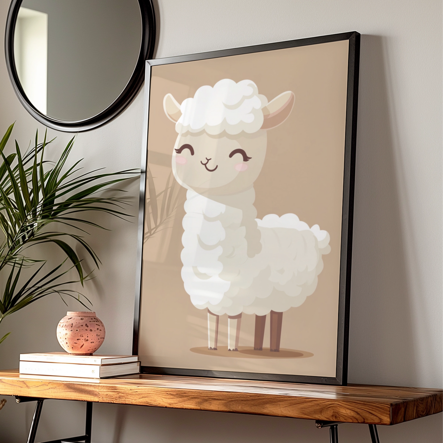 Cute Llama Nursery Wall Art, Baby Animal Poster, Neutral Boho Kids Room Print, Alpaca Decor