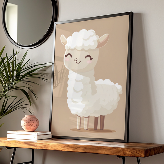 Cute Llama Nursery Wall Art, Baby Animal Poster, Neutral Boho Kids Room Print, Alpaca Decor