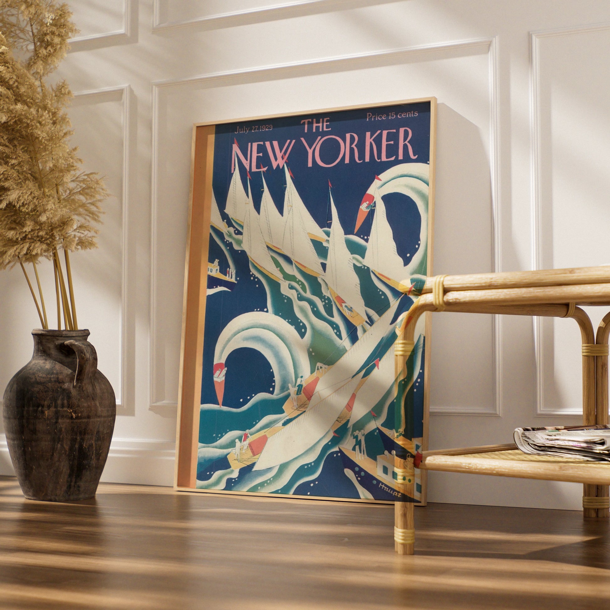 The New Yorker July 1929 Sailing Cover Poster, Vintage Art Deco Nautical Wall Art