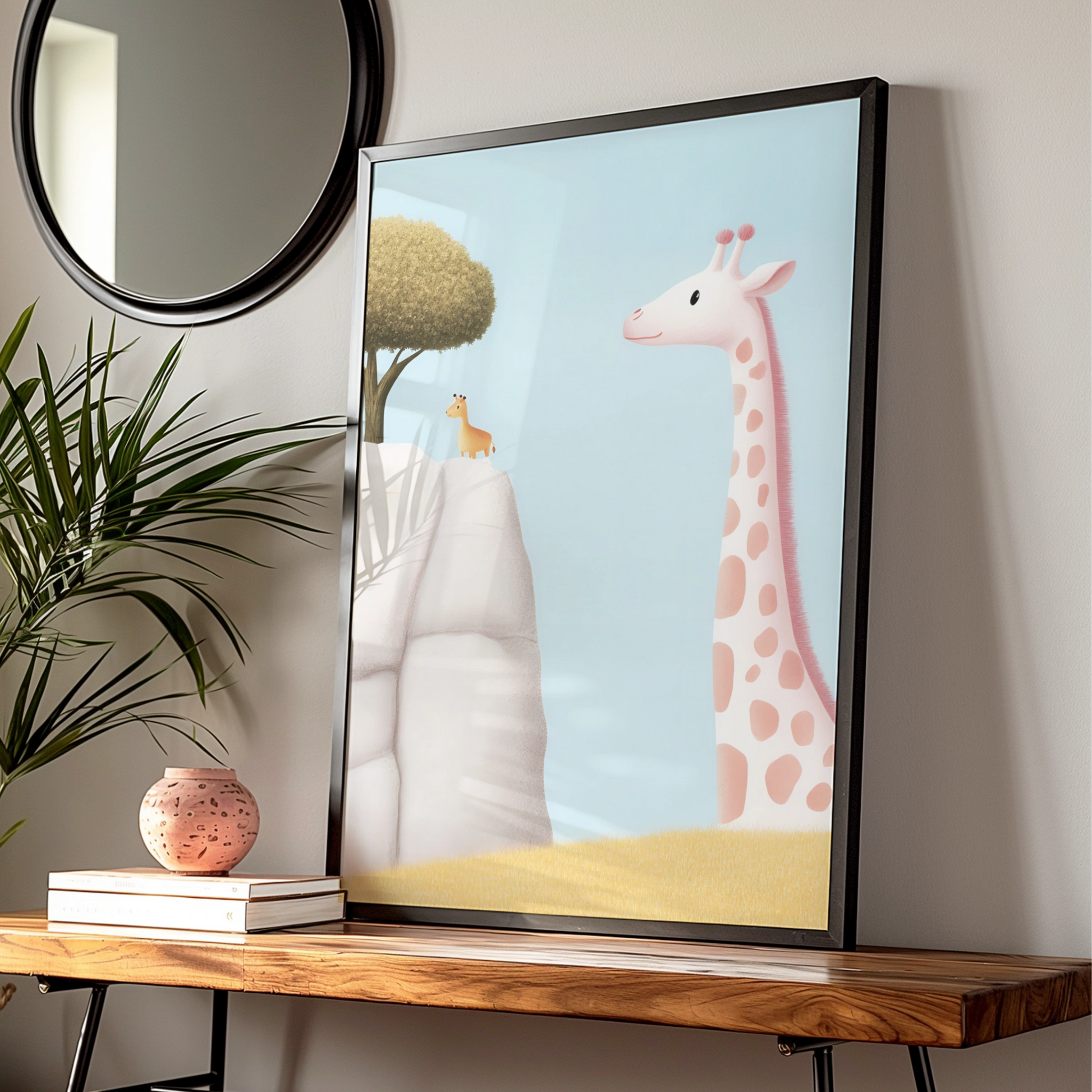 Giraffe Nursery Wall Art, Cute Safari Print, Baby Animal Poster, Kids Room Decor