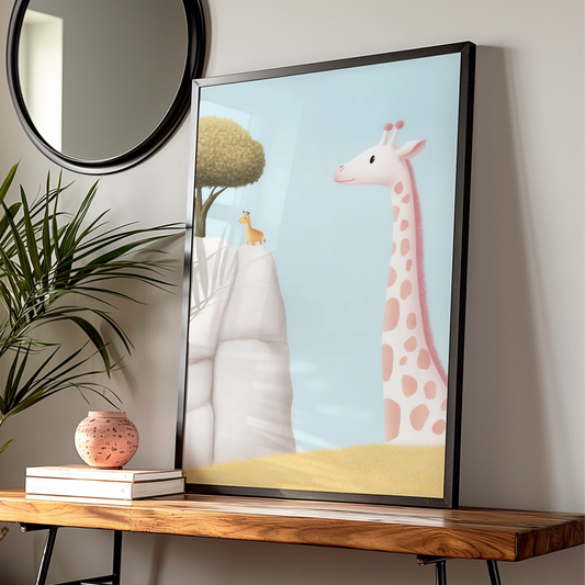 Giraffe Nursery Wall Art, Cute Safari Print, Baby Animal Poster, Kids Room Decor