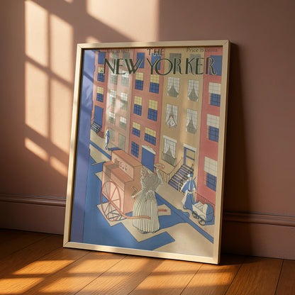 New Yorker Cover July 1927 Vintage Art Poster, NYC Street Scene Art Deco Print
