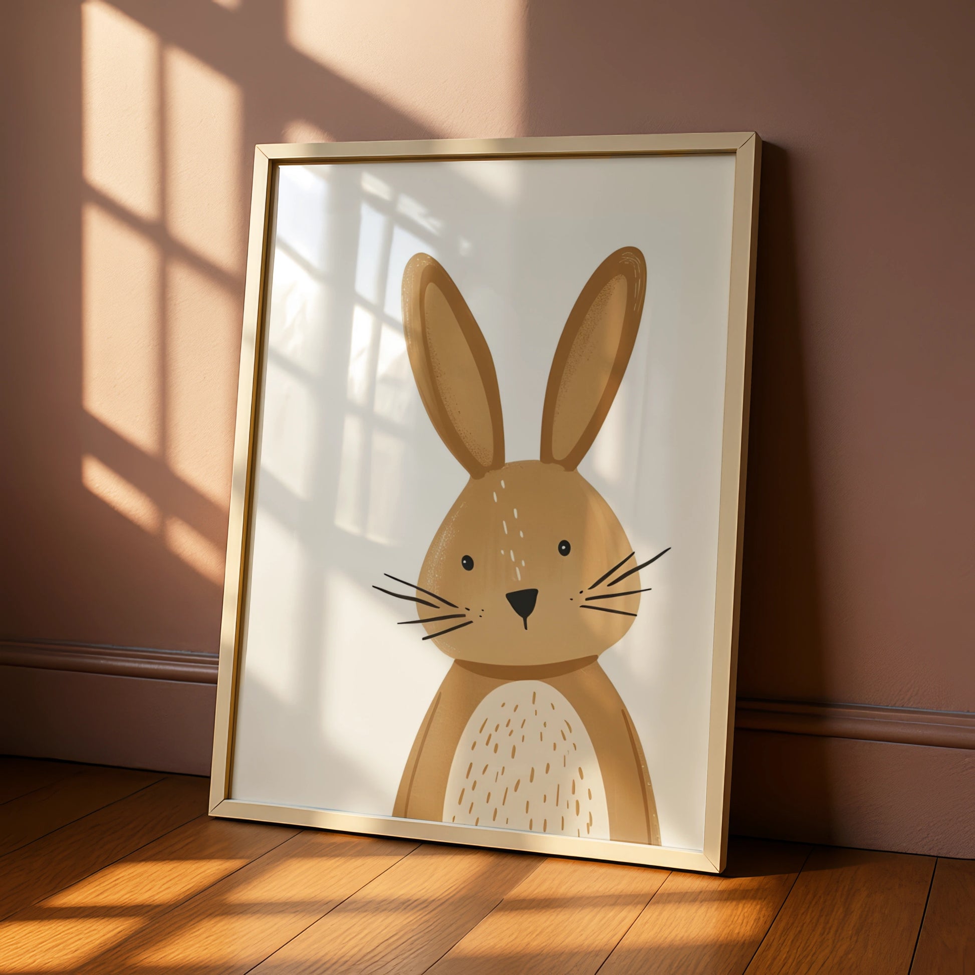 Nursery Bunny Wall Art, Cute Rabbit Poster, Baby Room Decor, Kids Animal Print
