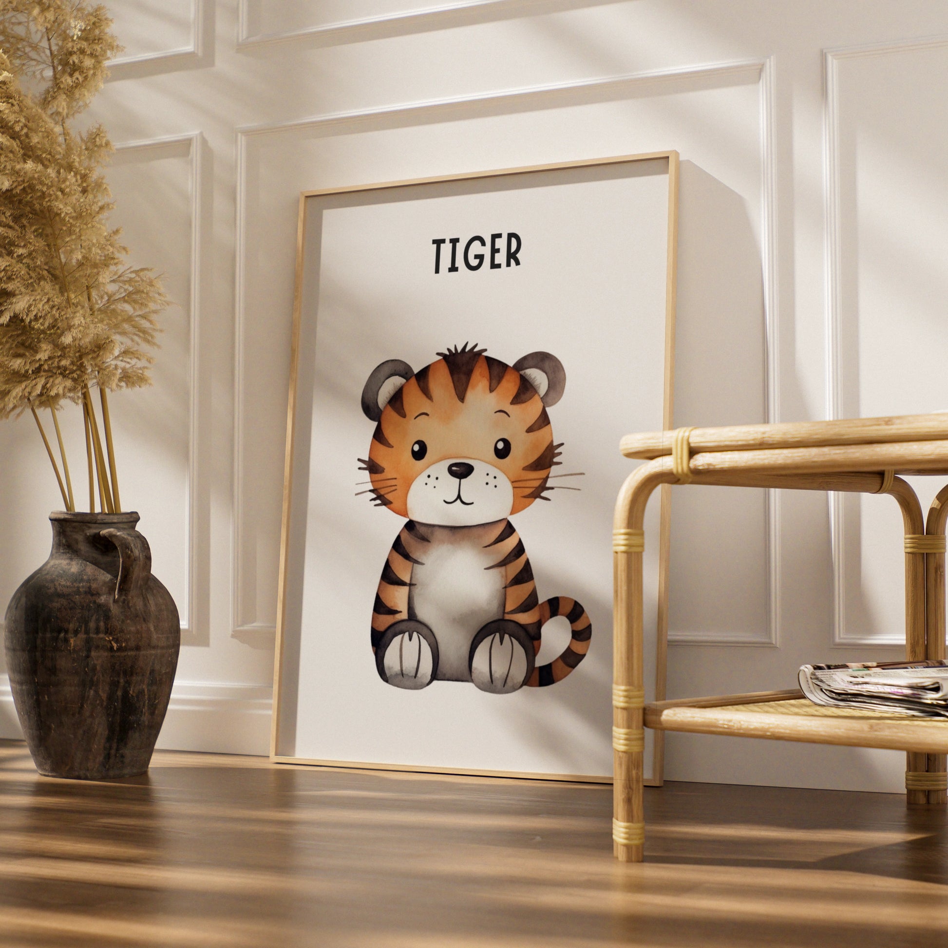 Tiger Nursery Wall Art, Cute Animal Print for Kids Room, Watercolour Baby Poster