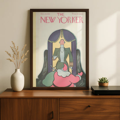 The New Yorker Christmas 1926 Poster, Santa Claus Art Deco Cover, Vintage Holiday Wall Art
