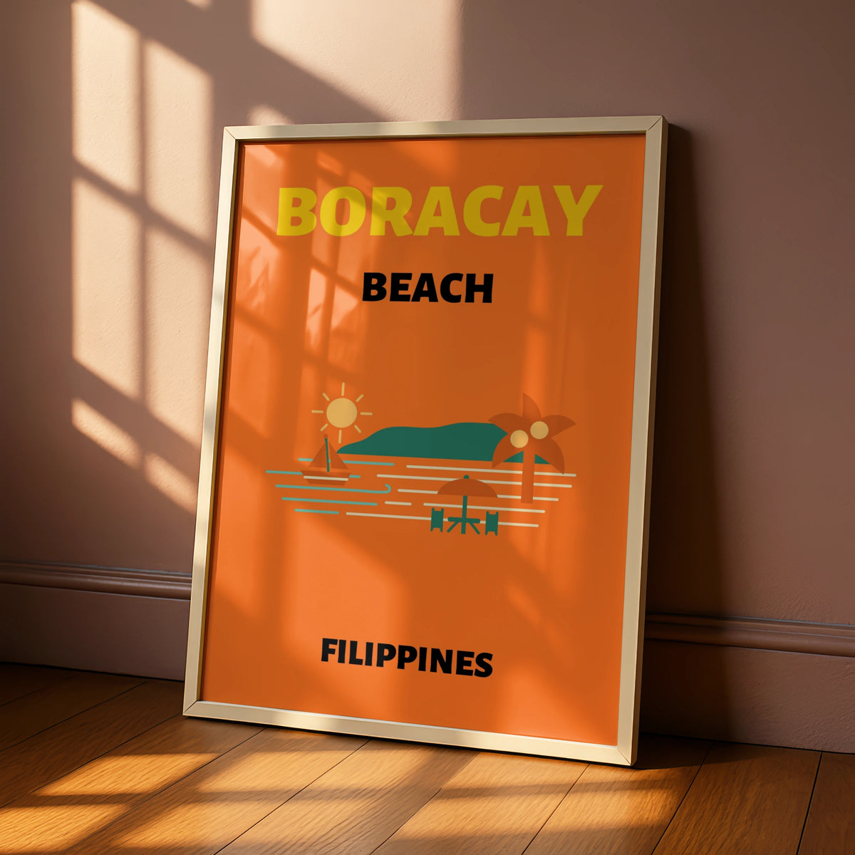 Boracay Beach Philippines Travel Poster, Retro Tropical Wall Art, Vintage Island Print