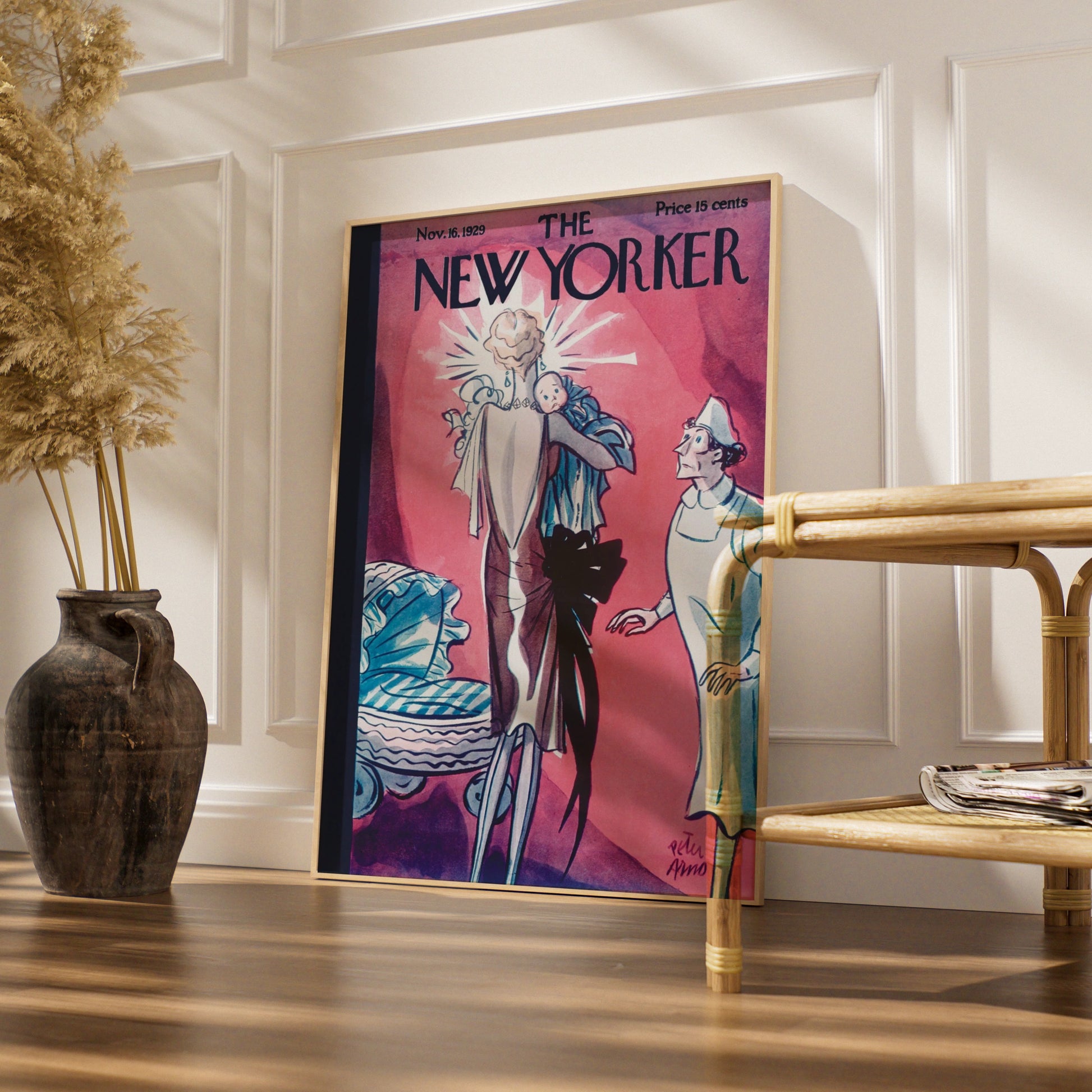 The New Yorker 1929 Cover Poster, Peter Arno Vintage Art, Pink Art Deco Wall Print
