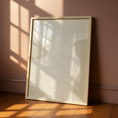 Abstract Flow Line Art, Neutral Beige Minimalist Print, Modern Wall Decor, Contemporary Poster