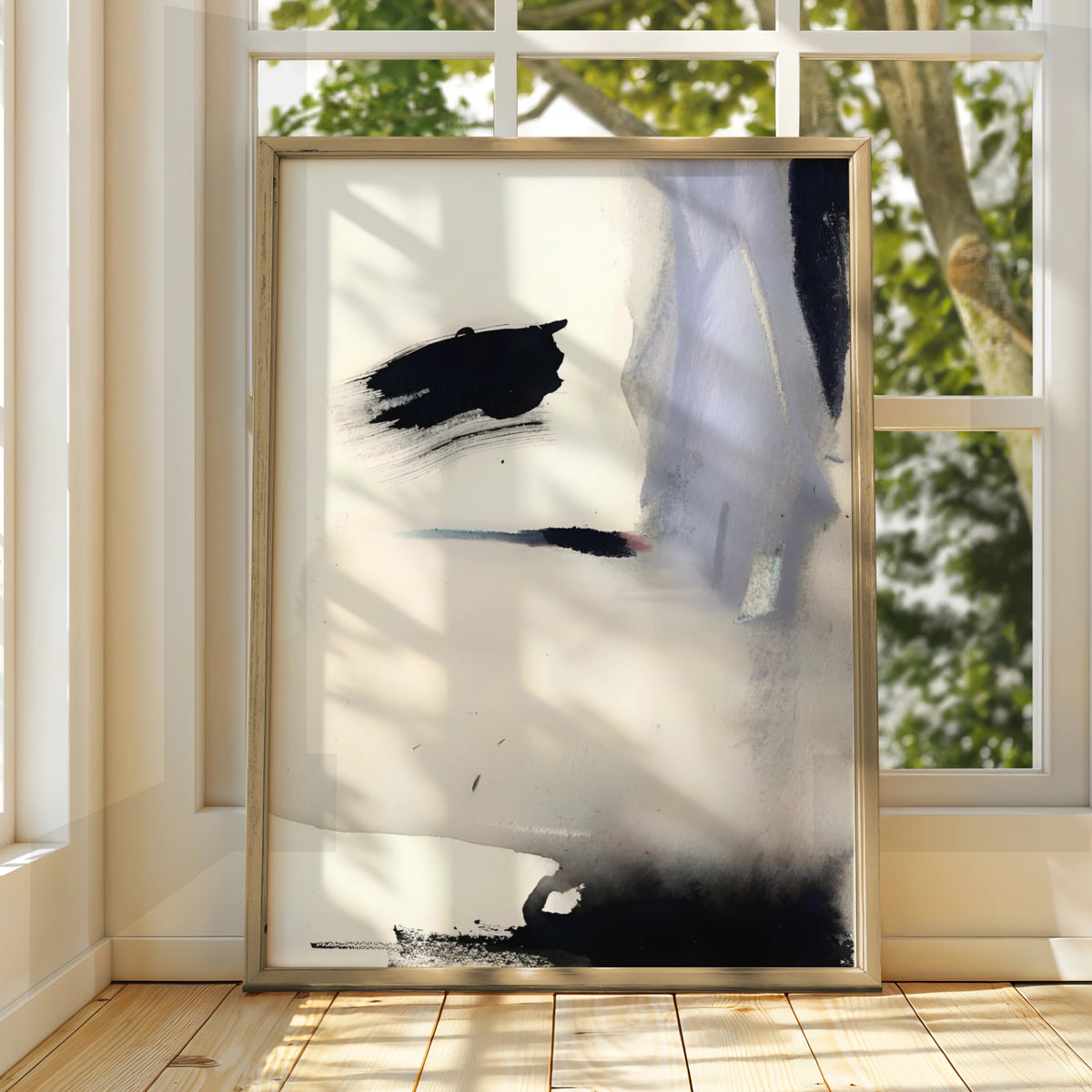 Abstract Monochrome Wall Art, Black and White Brushstroke Print, Modern Neutral Poster