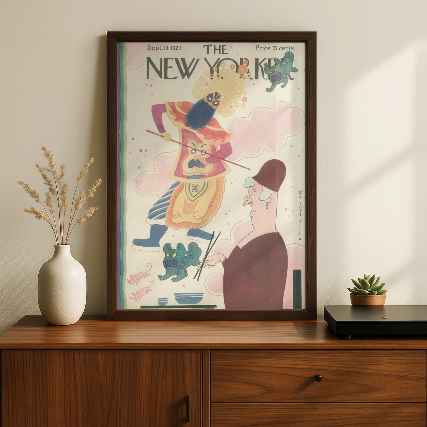 The New Yorker Sept 1929 Cover Poster, Rea Irvin Chinese Opera Art Print, Vintage