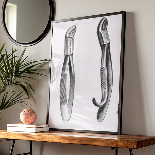 Vintage Dental Forceps Print, Antique Dentist Tool Poster, Victorian Medical Wall Art