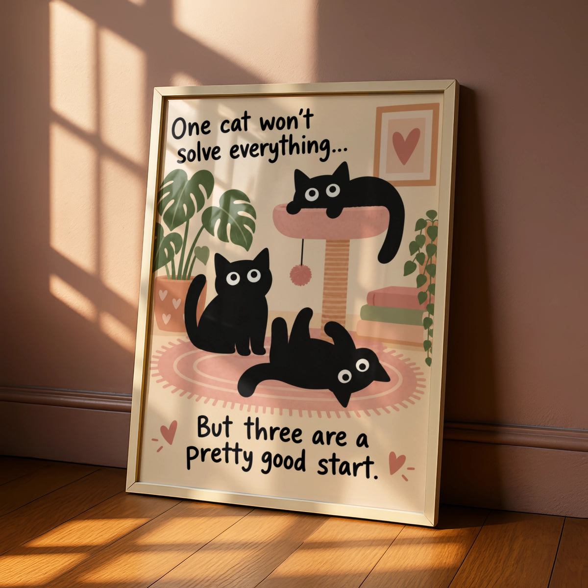 Three Black Cats Funny Poster