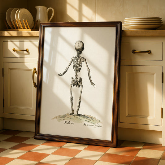 Vintage Skeleton Anatomy Poster, Halloween Wall Art, Antique Skull Print, Gothic Home Decor