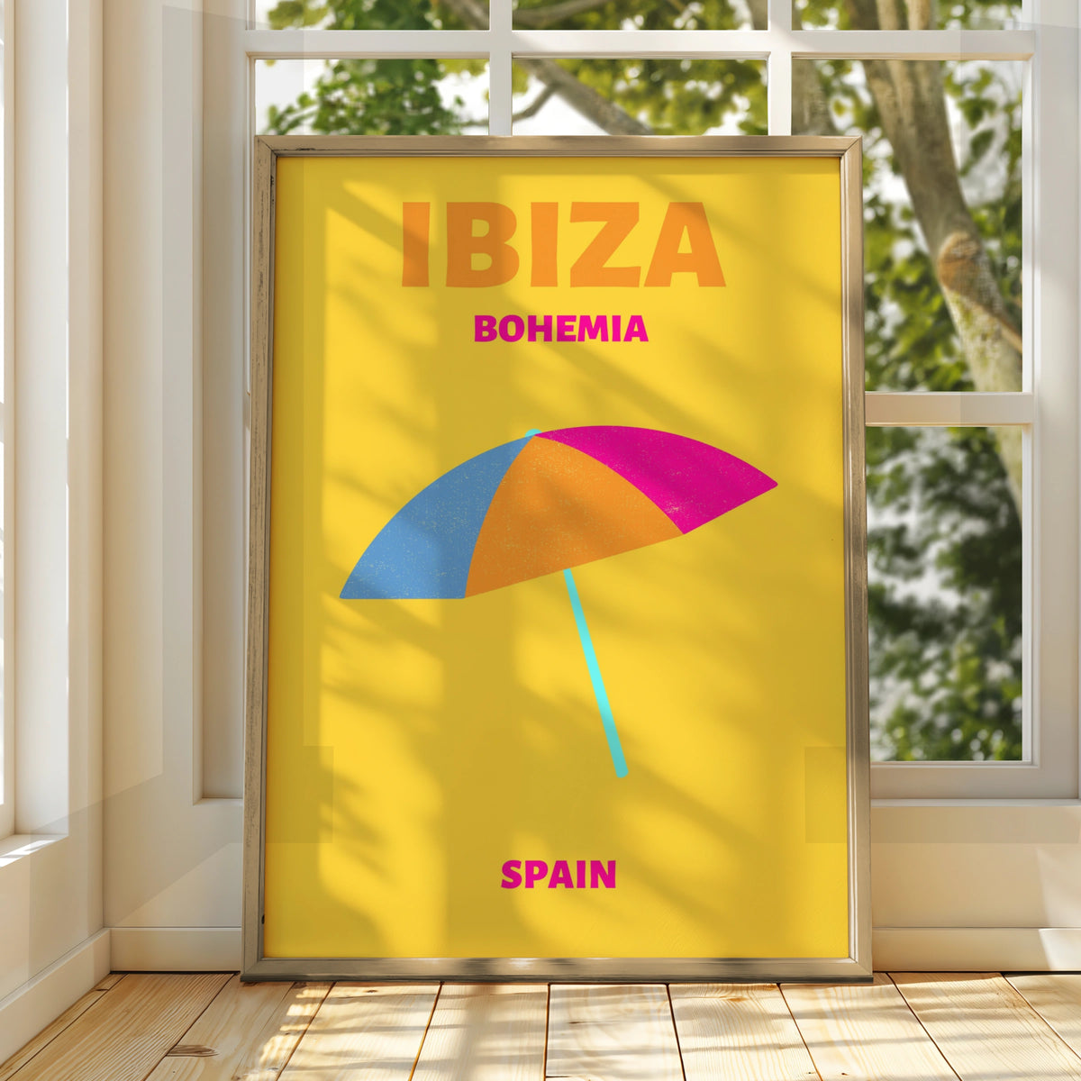 Ibiza Travel Poster, Spain Beach Wall Art, Retro Holiday Print, Colourful Summer Decor