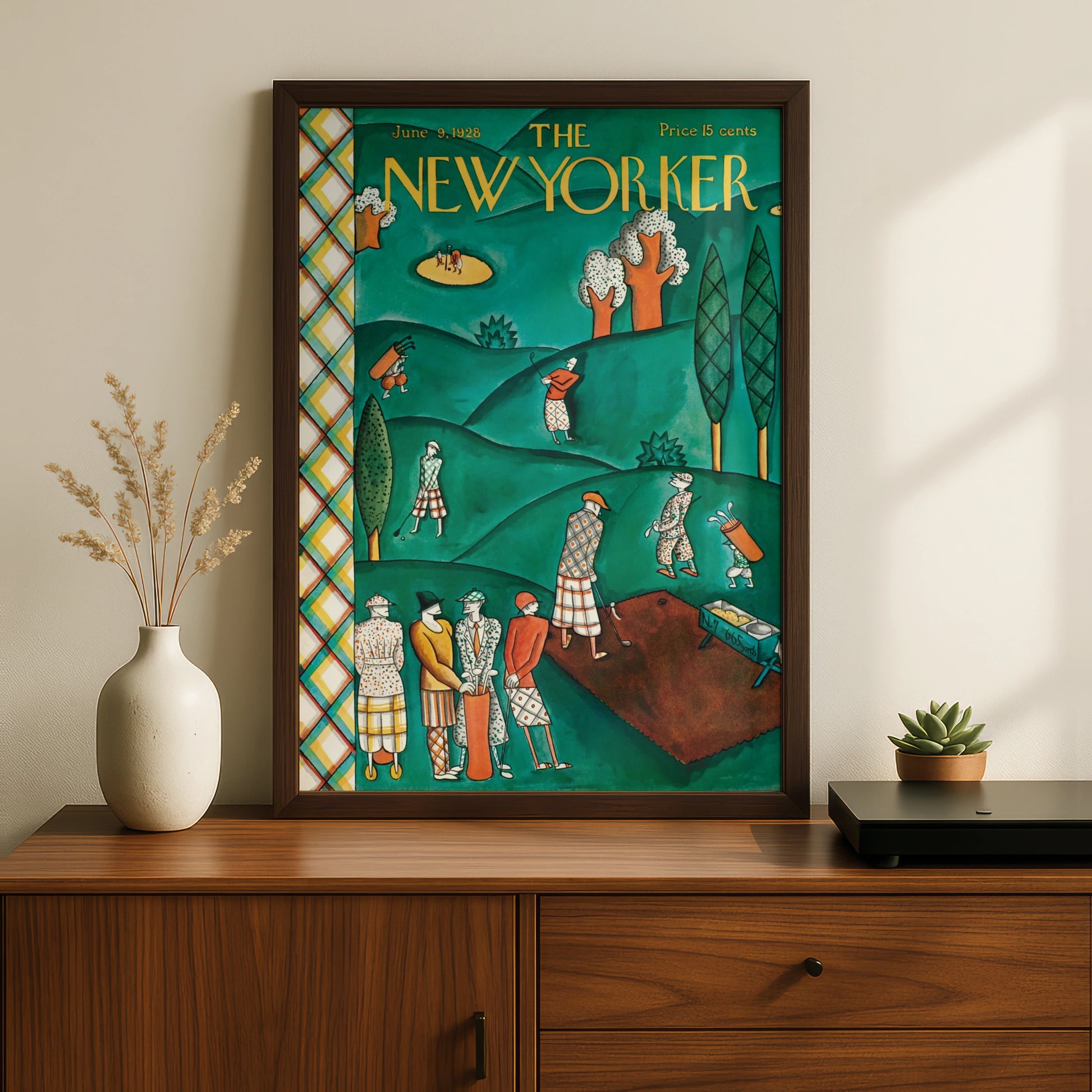 The New Yorker June 1928 Golf Course Cover Art Poster, Vintage Magazine Wall Art