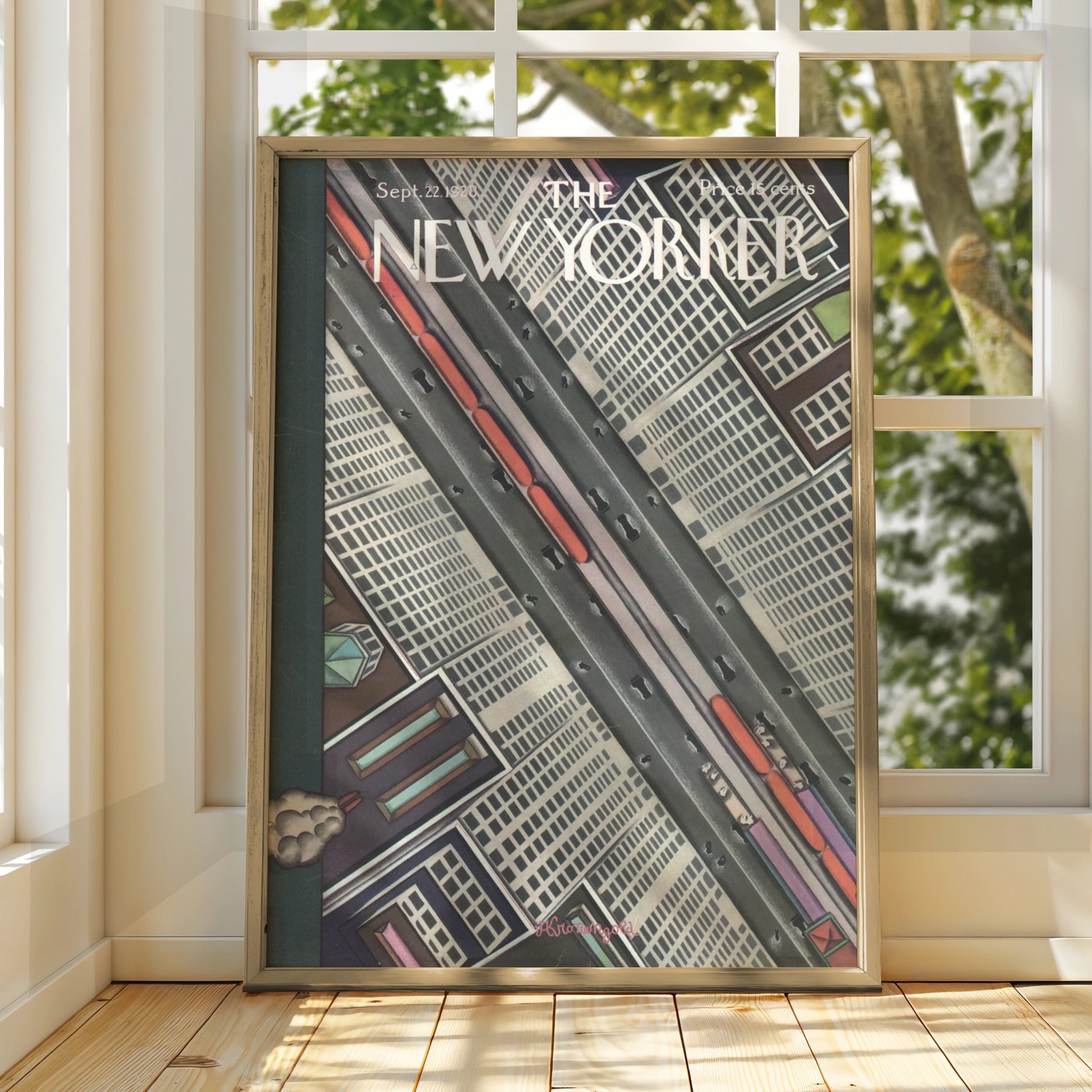 The New Yorker September 1928 Cover Poster, Art Deco NYC Aerial City Wall Art Print