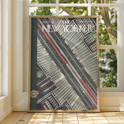 The New Yorker September 1928 Cover Poster, Art Deco NYC Aerial City Wall Art Print
