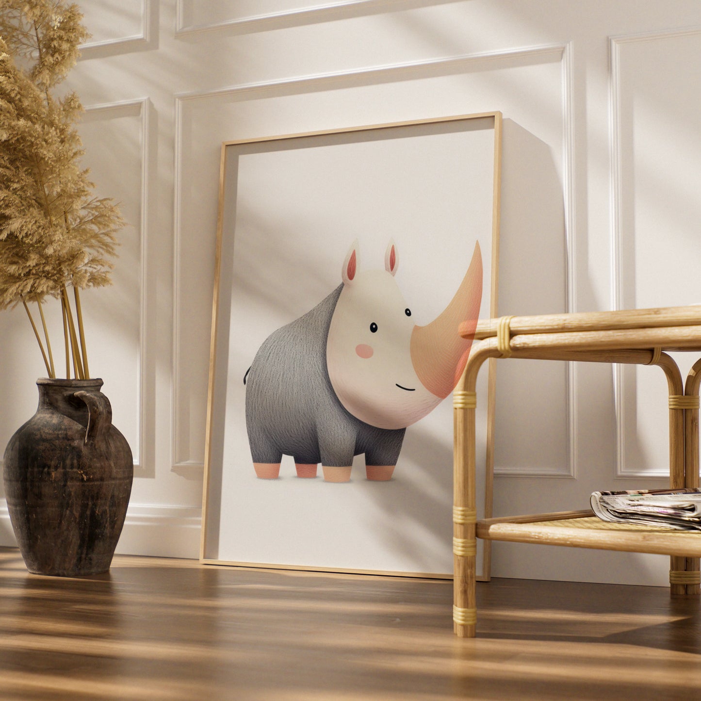 Cute Rhino Nursery Wall Art, Safari Animal Print, Baby Room Poster, Kids Decor