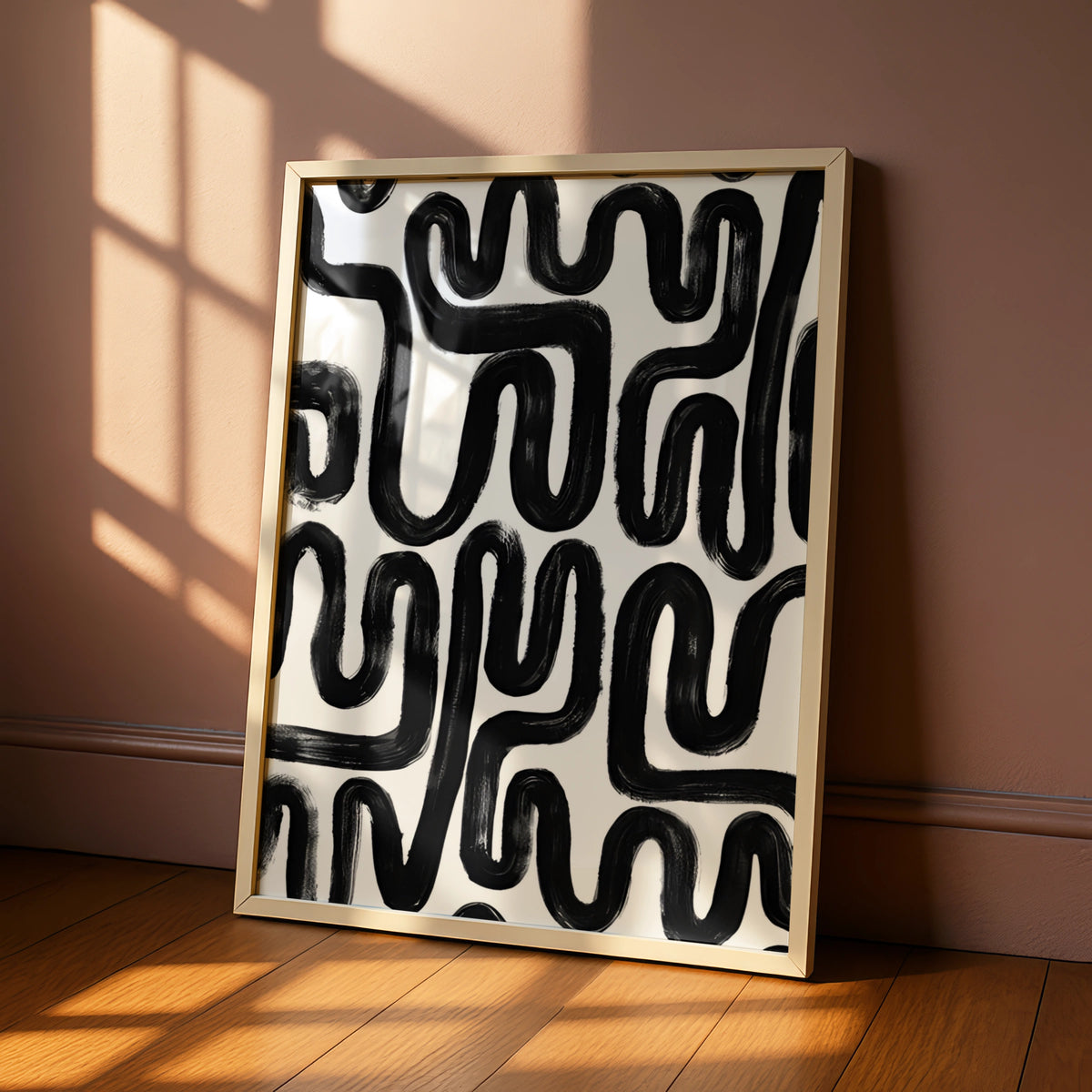 Abstract Brush Stroke Poster, Monochrome Wall Art, Black and White Modern Print