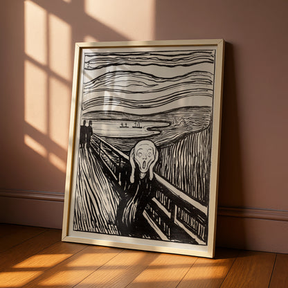The Scream Halloween Art Print, Edvard Munch Poster, Black White Gothic Wall Art