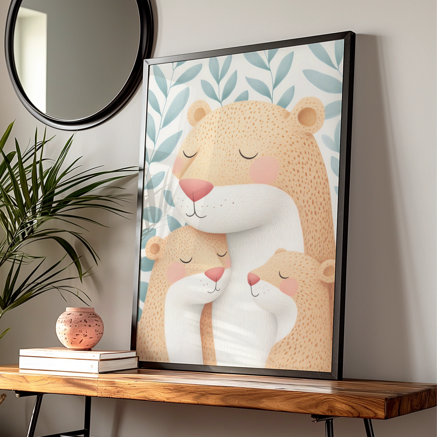 Bear Family Nursery Wall Art, Cute Bear Print, Baby Animal Poster, Kids Room Decor