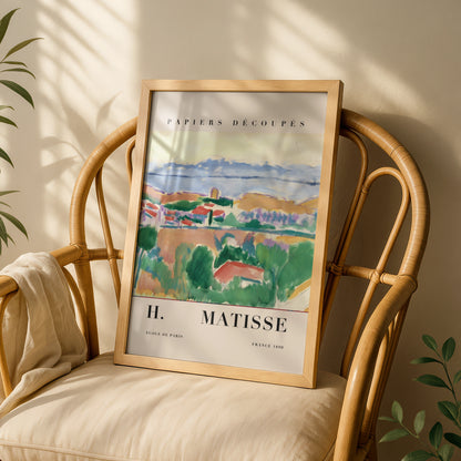 Colourful Coastal Landscape Wall Art Print, Vintage Modernist Living Room Poster – product image 3