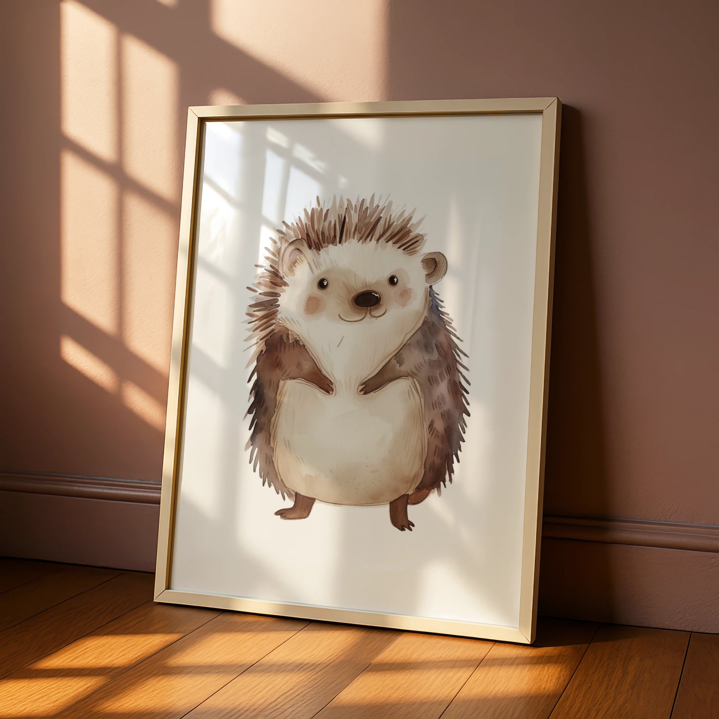 Hedgehog Nursery Wall Art, Cute Woodland Animal Poster, Baby Room Print, Kids Decor