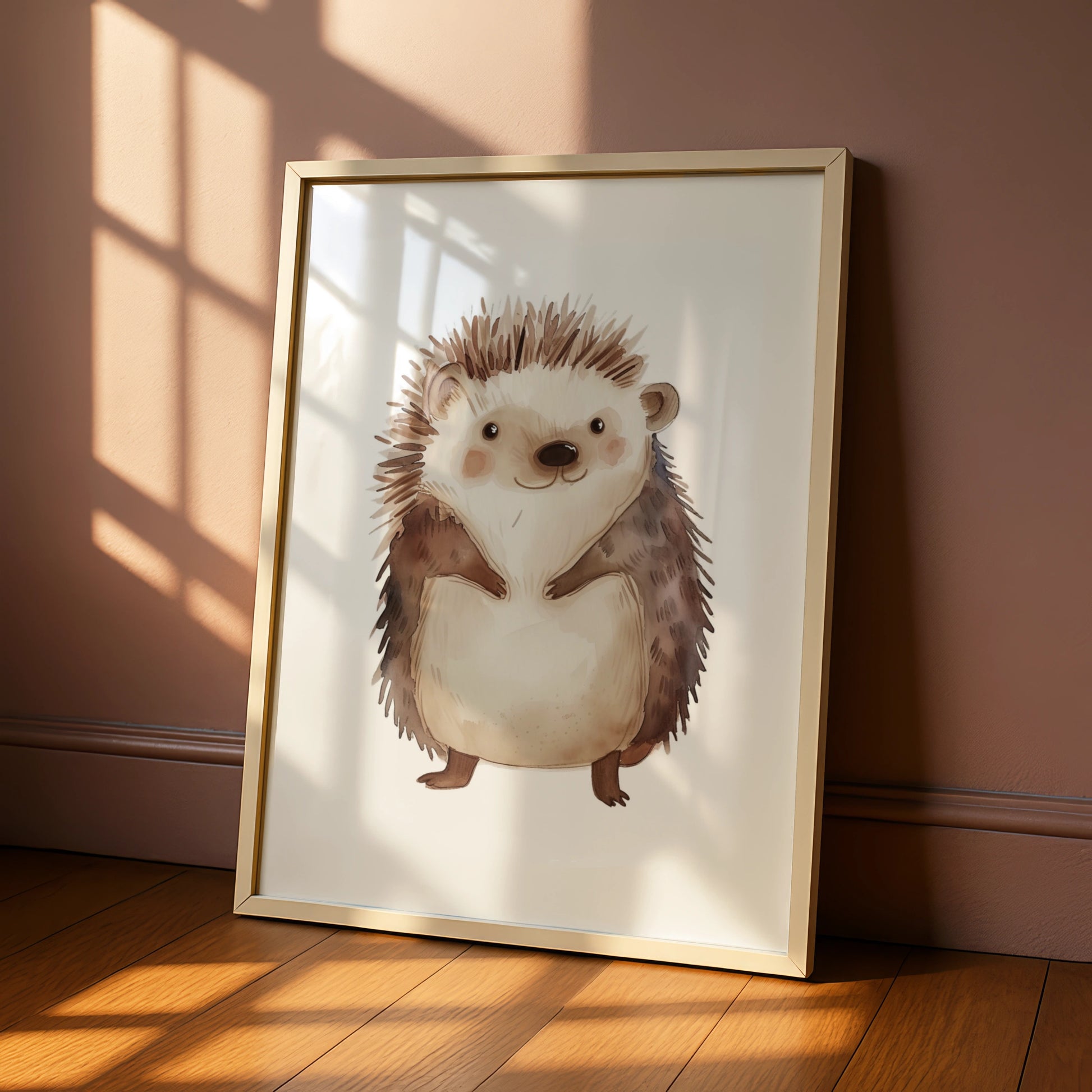 Hedgehog Nursery Wall Art, Cute Woodland Animal Poster, Baby Room Print, Kids Decor