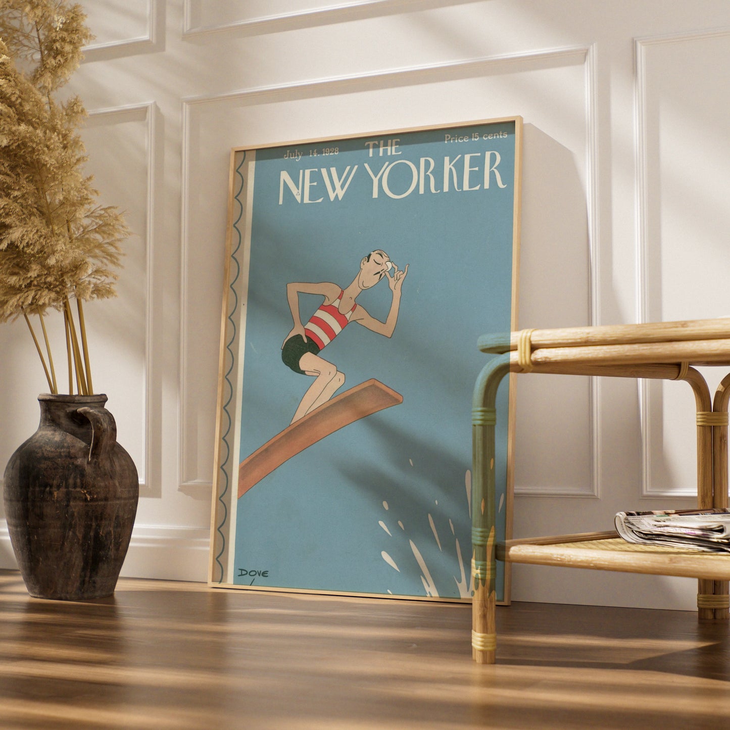 The New Yorker July 1928 Cover Poster, Vintage Diving Board Art, Retro Summer Wall Print