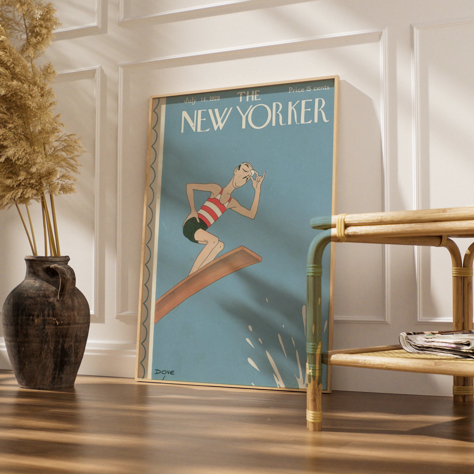 The New Yorker July 1928 Cover Poster, Vintage Diving Board Art, Retro Summer Wall Print