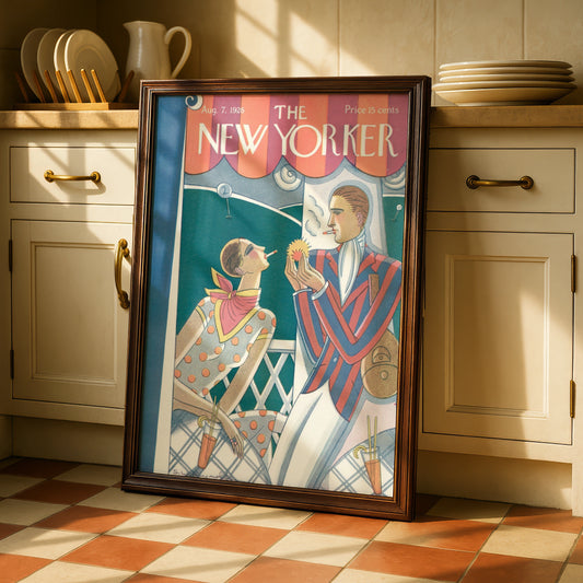 The New Yorker August 1926 Art Deco Cover Poster, Vintage 1920s Roaring Twenties Wall Art