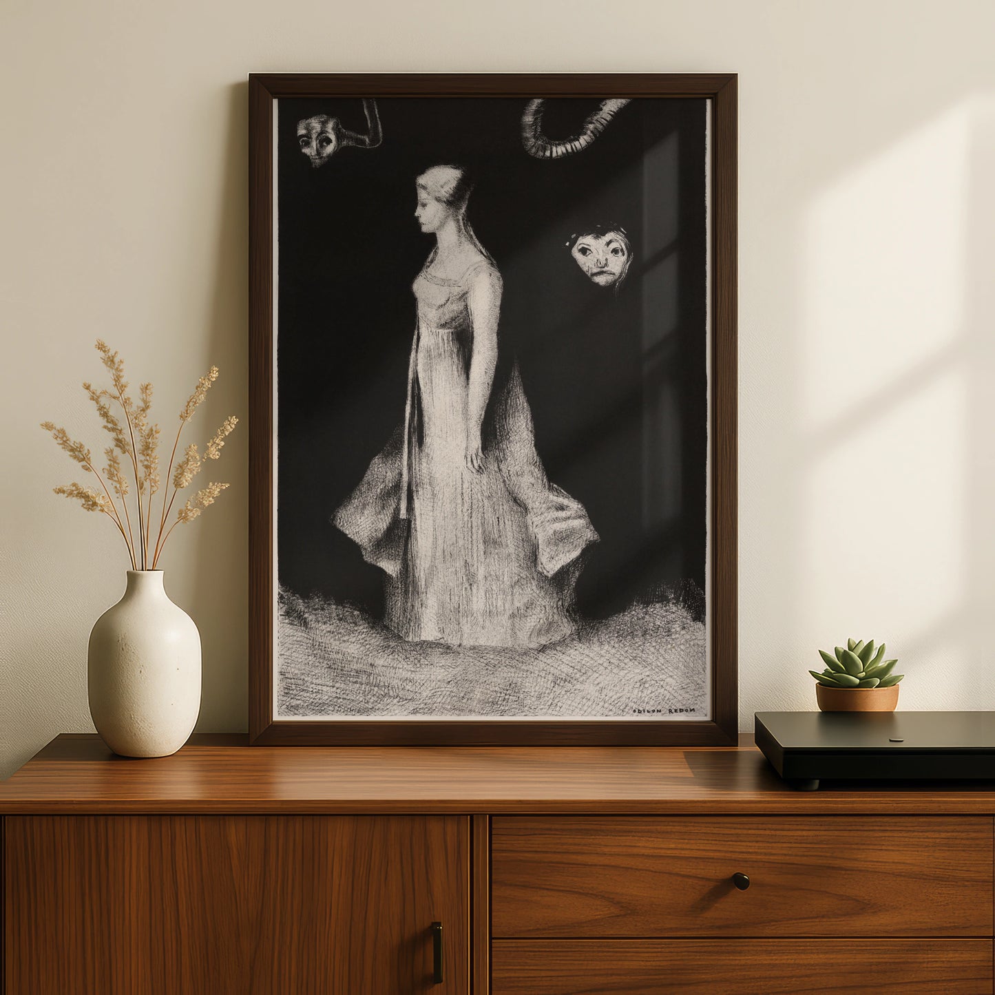 Odilon Redon Halloween Art Print, Gothic Dark Surreal Poster, Macabre Wall Art