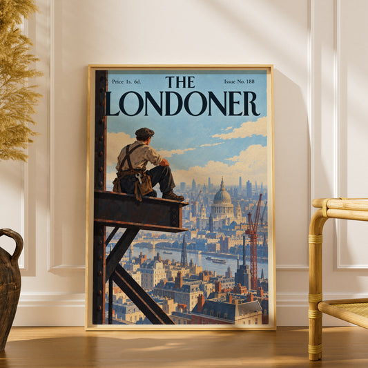 London Skyline Poster, Vintage Magazine Cover Wall Art, St Paul's Cathedral Art Print