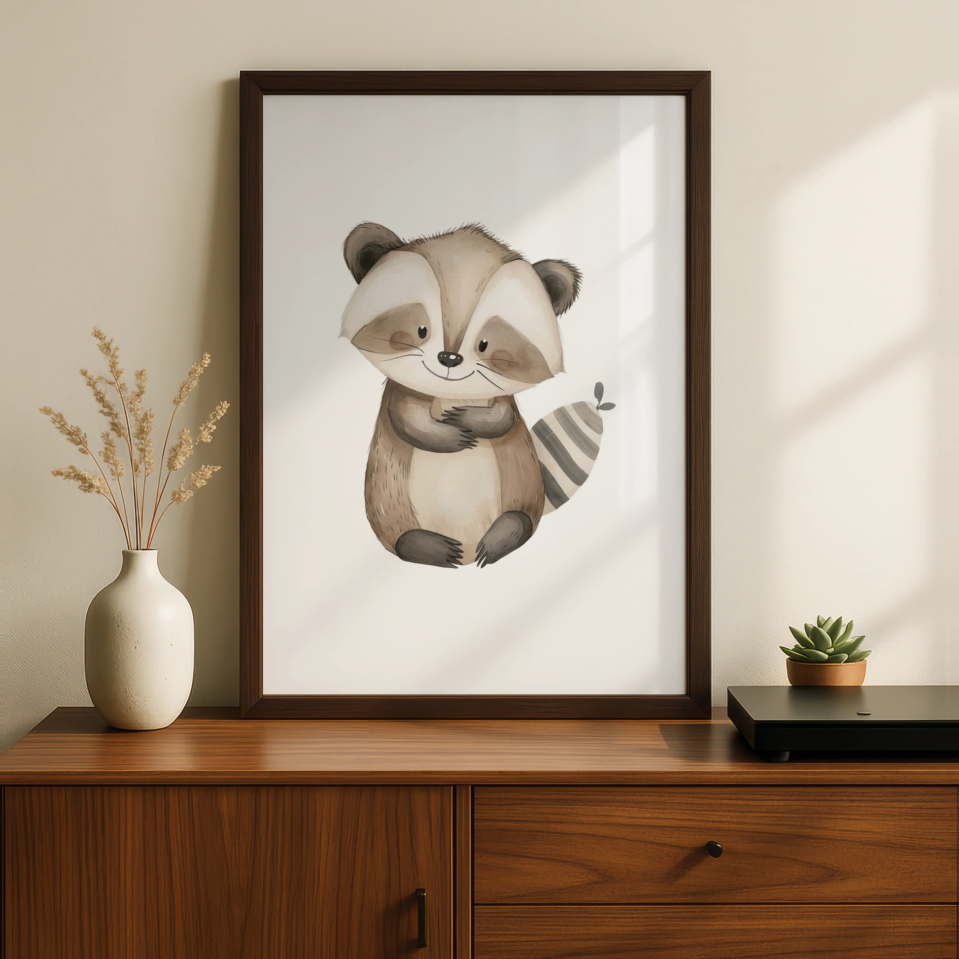Raccoon Nursery Wall Art, Woodland Animal Poster, Baby Room Decor, Kids Print
