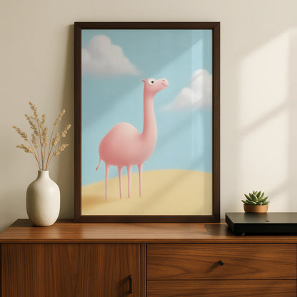 Cute Camel Nursery Wall Art, Pink Desert Animal Print, Kids Room Poster, Baby Decor