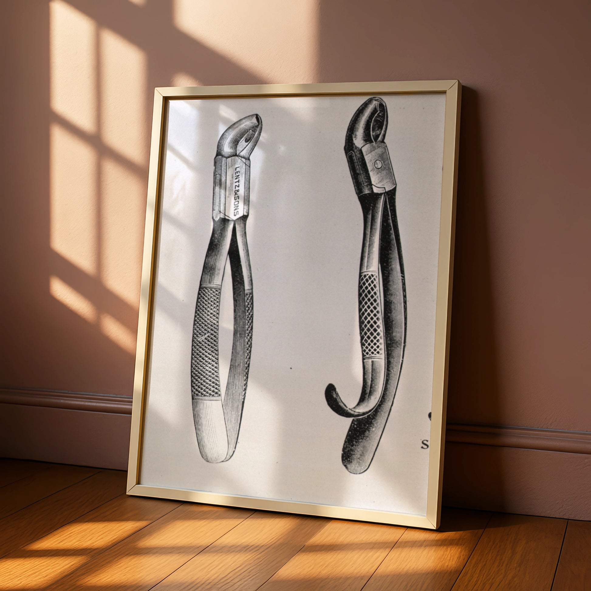 Vintage Dental Forceps Print, Antique Dentist Tool Poster, Victorian Medical Wall Art