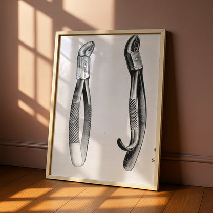 Vintage Dental Forceps Print, Antique Dentist Tool Poster, Victorian Medical Wall Art