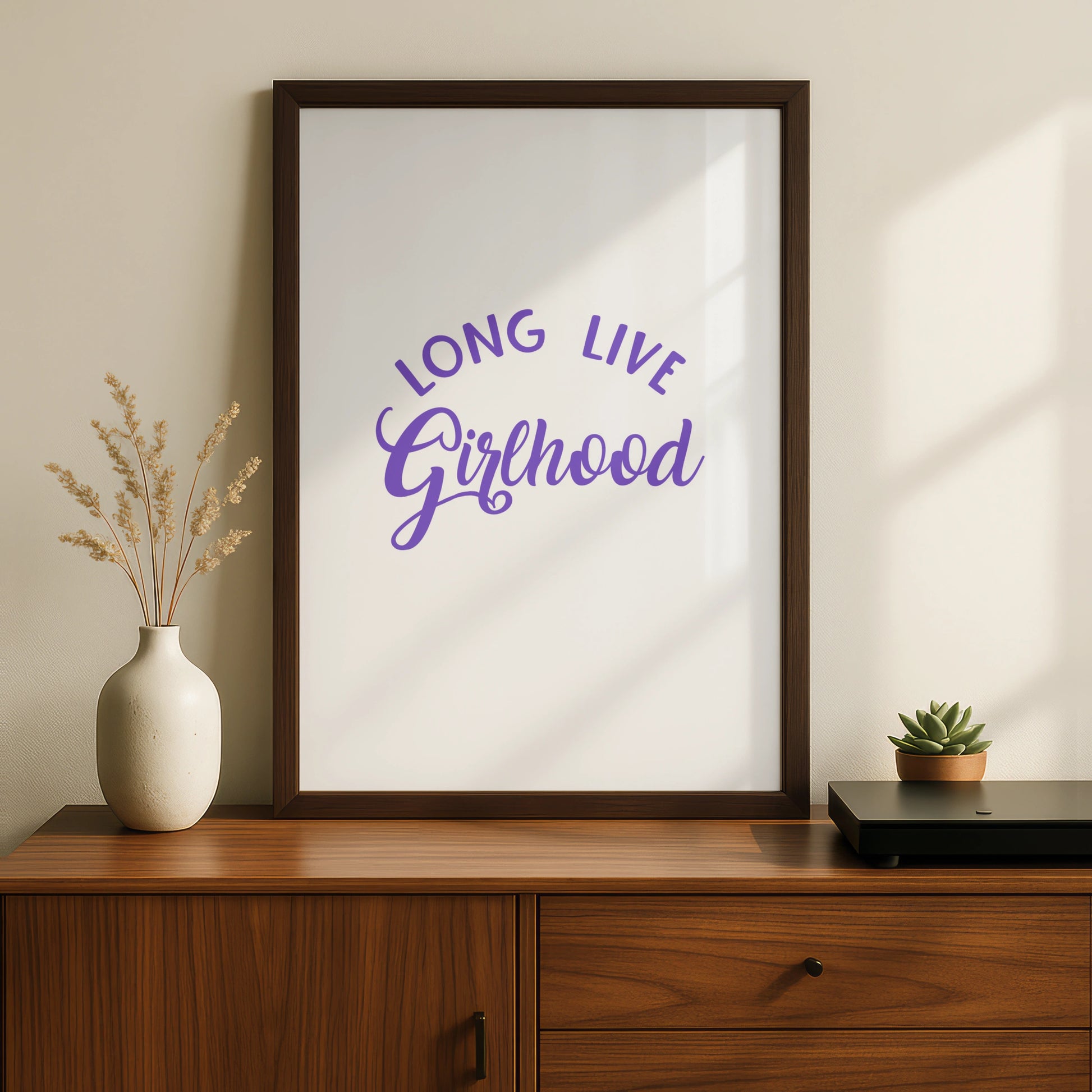 Long Live Girlhood Nursery Wall Art, Girls Room Poster, Purple Quote Print