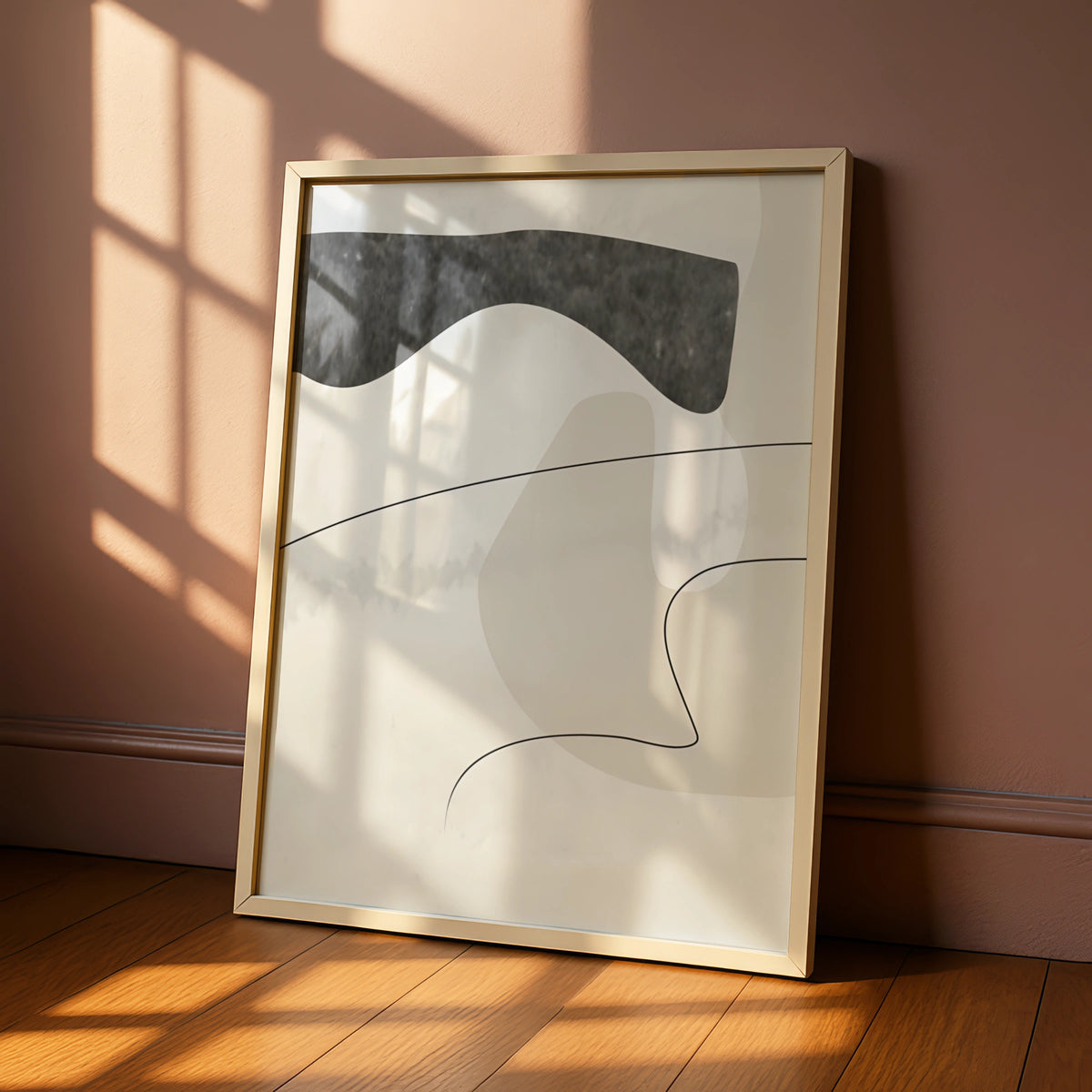 Abstract Shapes Print, Monochrome Wall Art, Neutral Minimalist Poster, Modern Line Art Decor