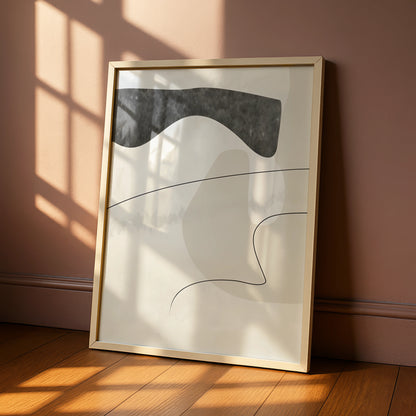 Abstract Shapes Print, Monochrome Wall Art, Neutral Minimalist Poster, Modern Line Art Decor