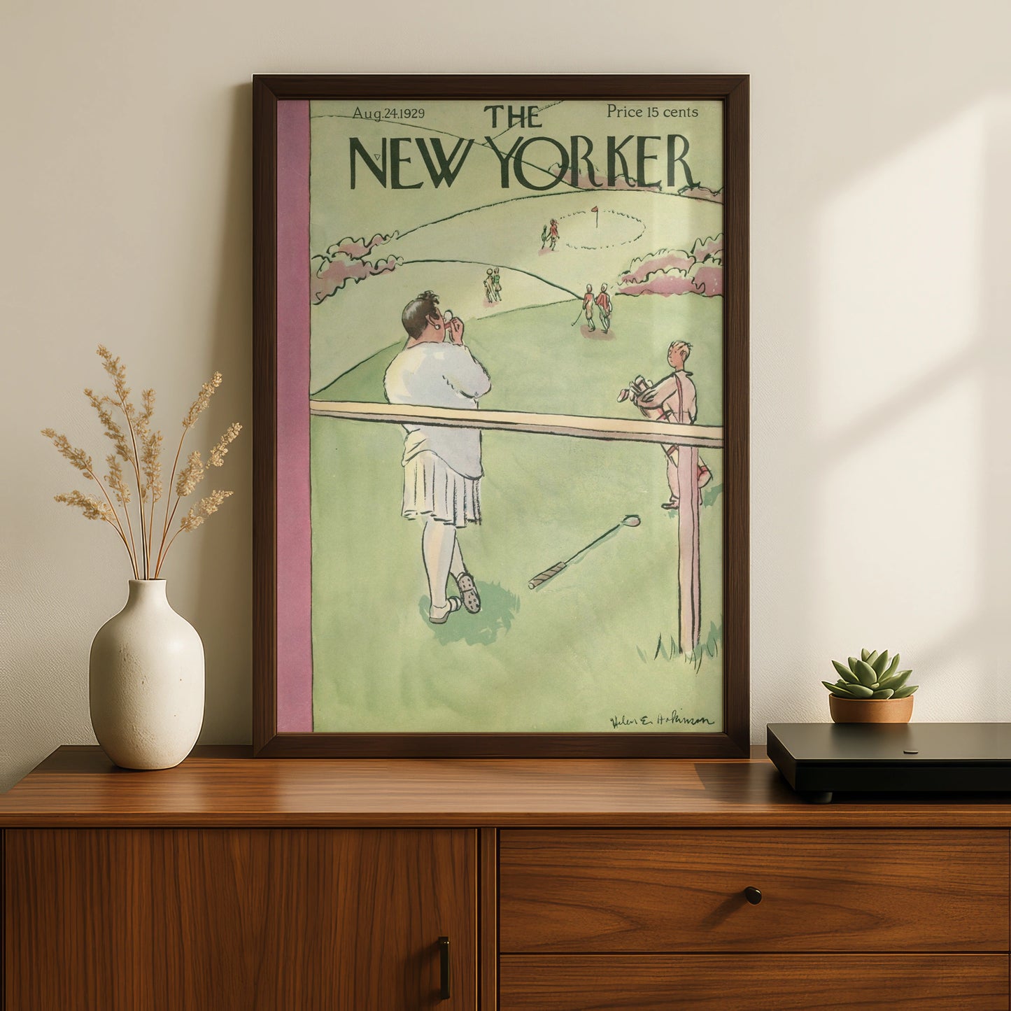 The New Yorker August 1929 Golf Cover Art Poster, Vintage Magazine Wall Print