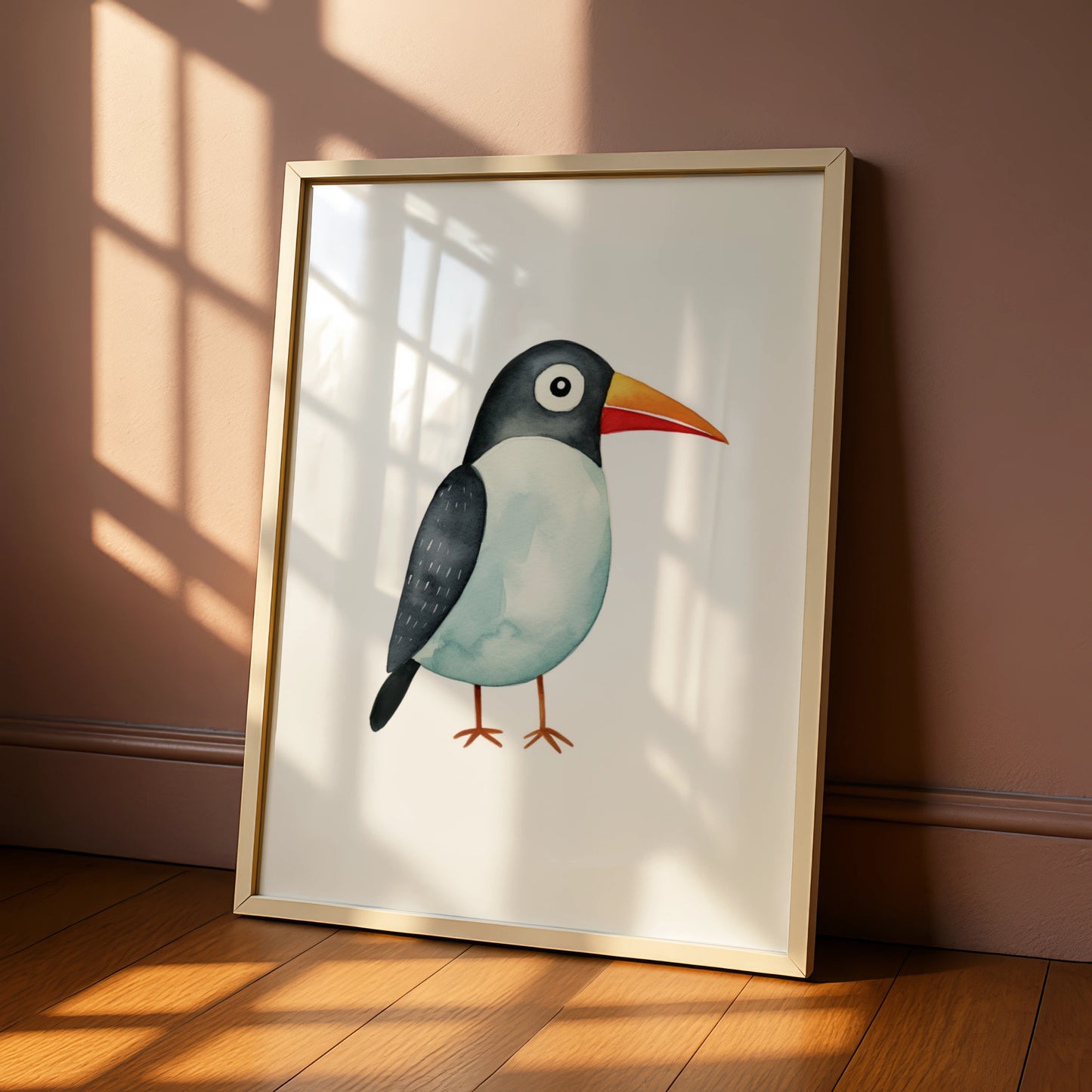 Cute Bird Nursery Wall Art, Watercolour Animal Poster, Kids Room Print, Baby Decor
