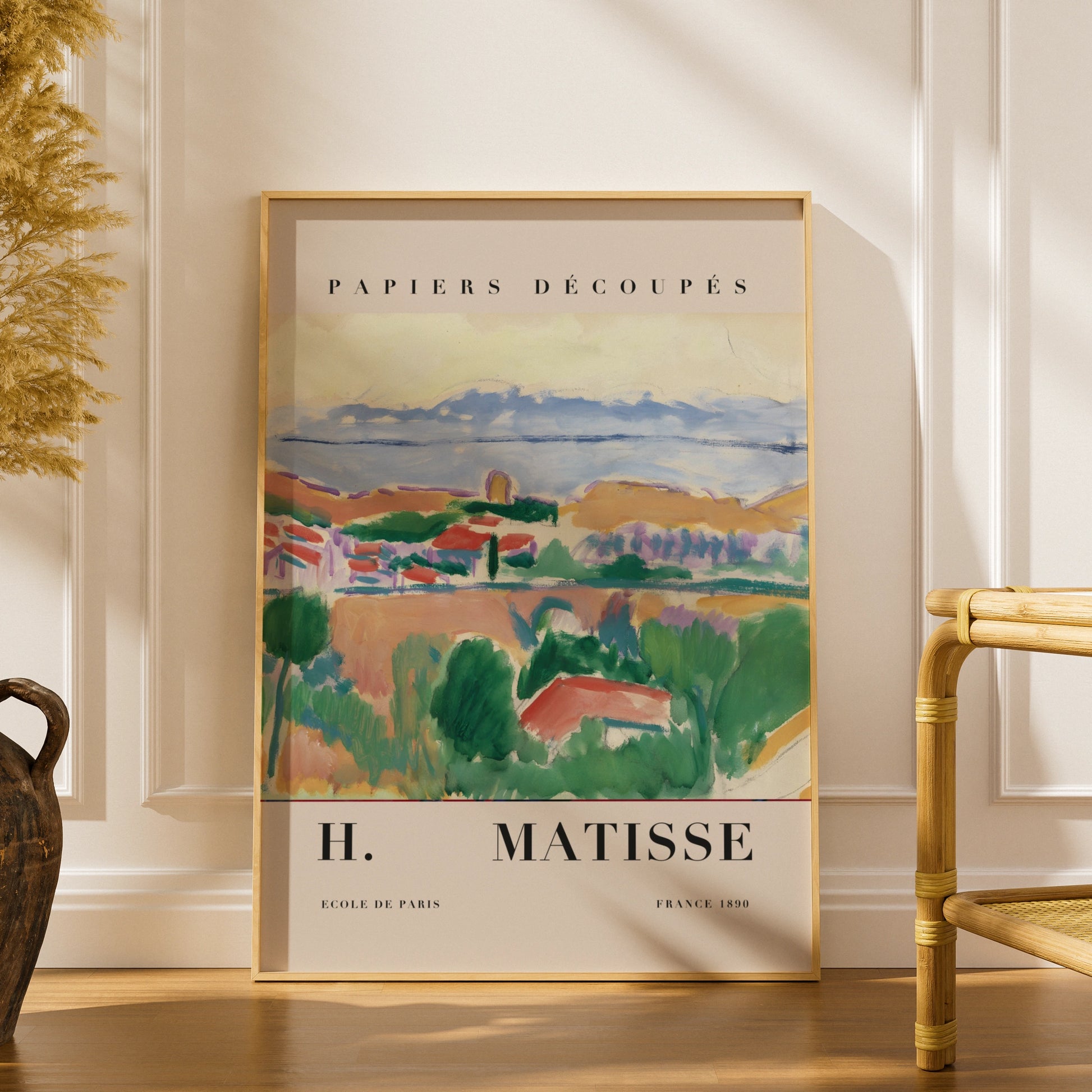 Colourful Coastal Landscape Wall Art Print, Vintage Modernist Living Room Poster – product image 1