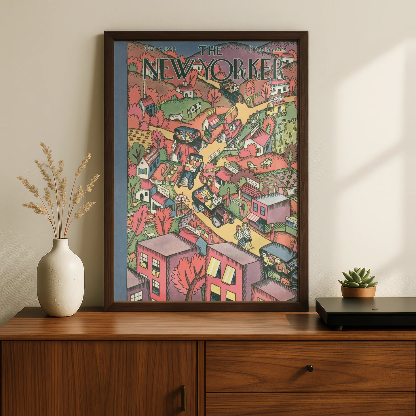 New Yorker October 1928 Vintage Cover Poster, Country Road Art Print, Retro Wall Art
