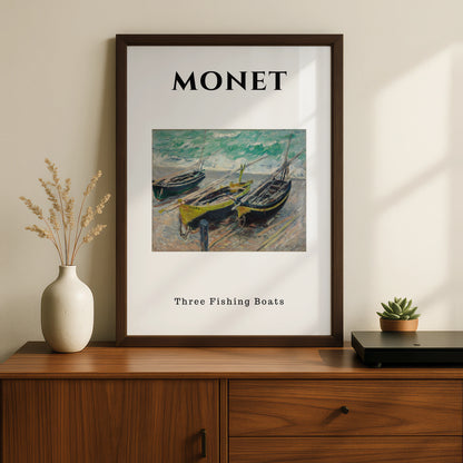 Monet Three Fishing Boats Wall Art Print | Impressionist Vintage Poster, Beach Art – product image 2
