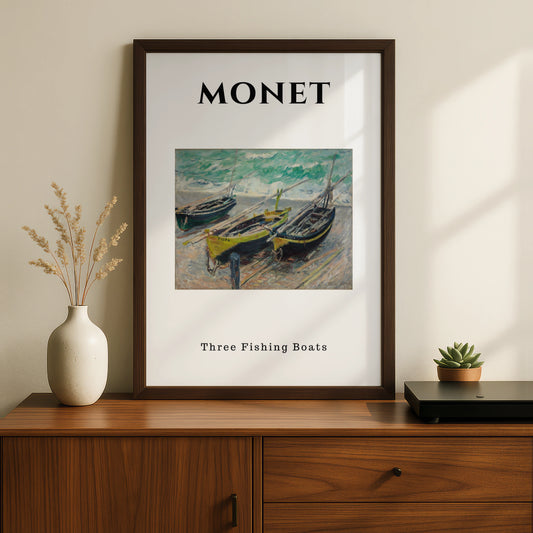 Monet Three Fishing Boats Wall Art Print | Impressionist Vintage Poster, Beach Art – product image 2
