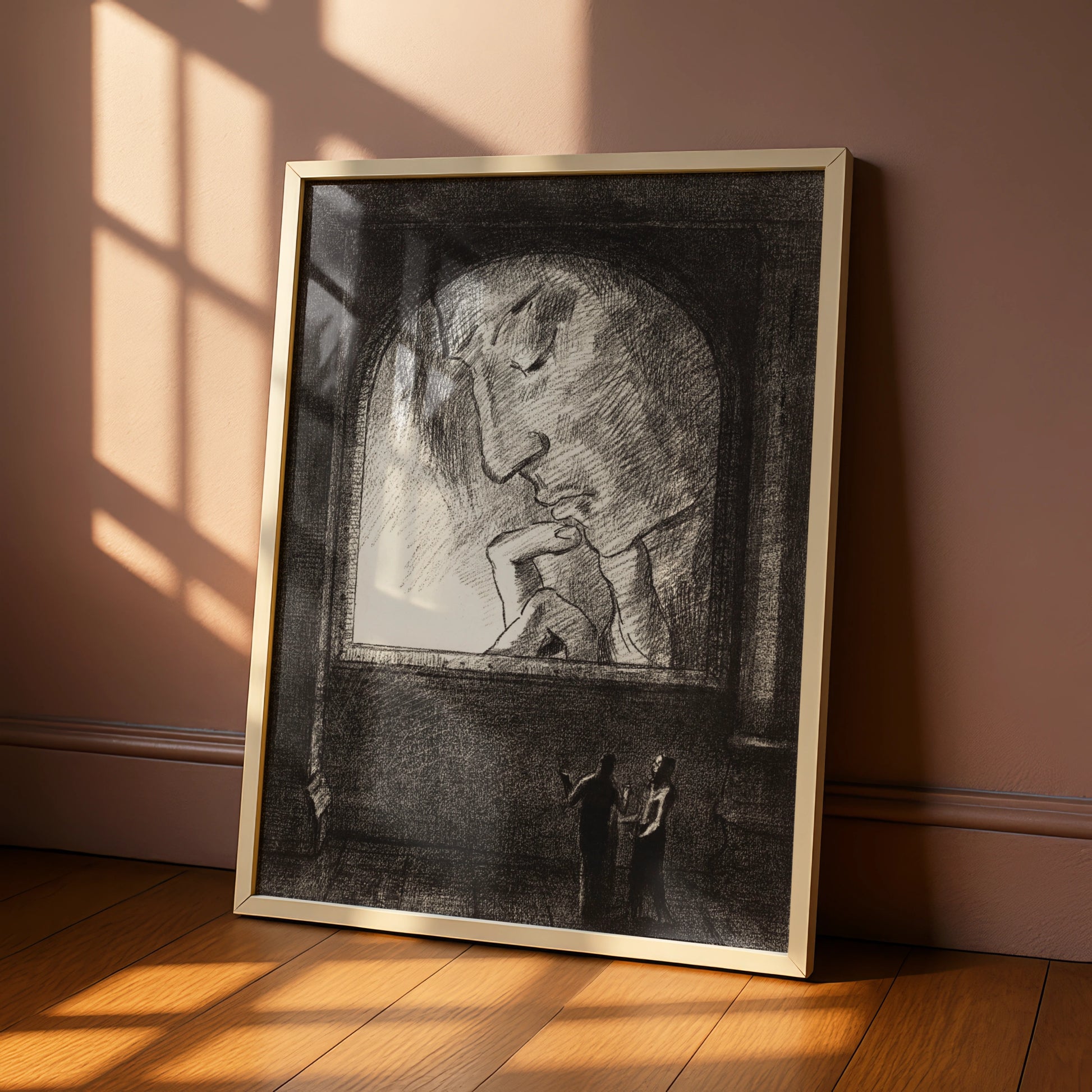 Halloween Gothic Horror Art Print, Dark Figure Archway Poster, Spooky Black Wall Art