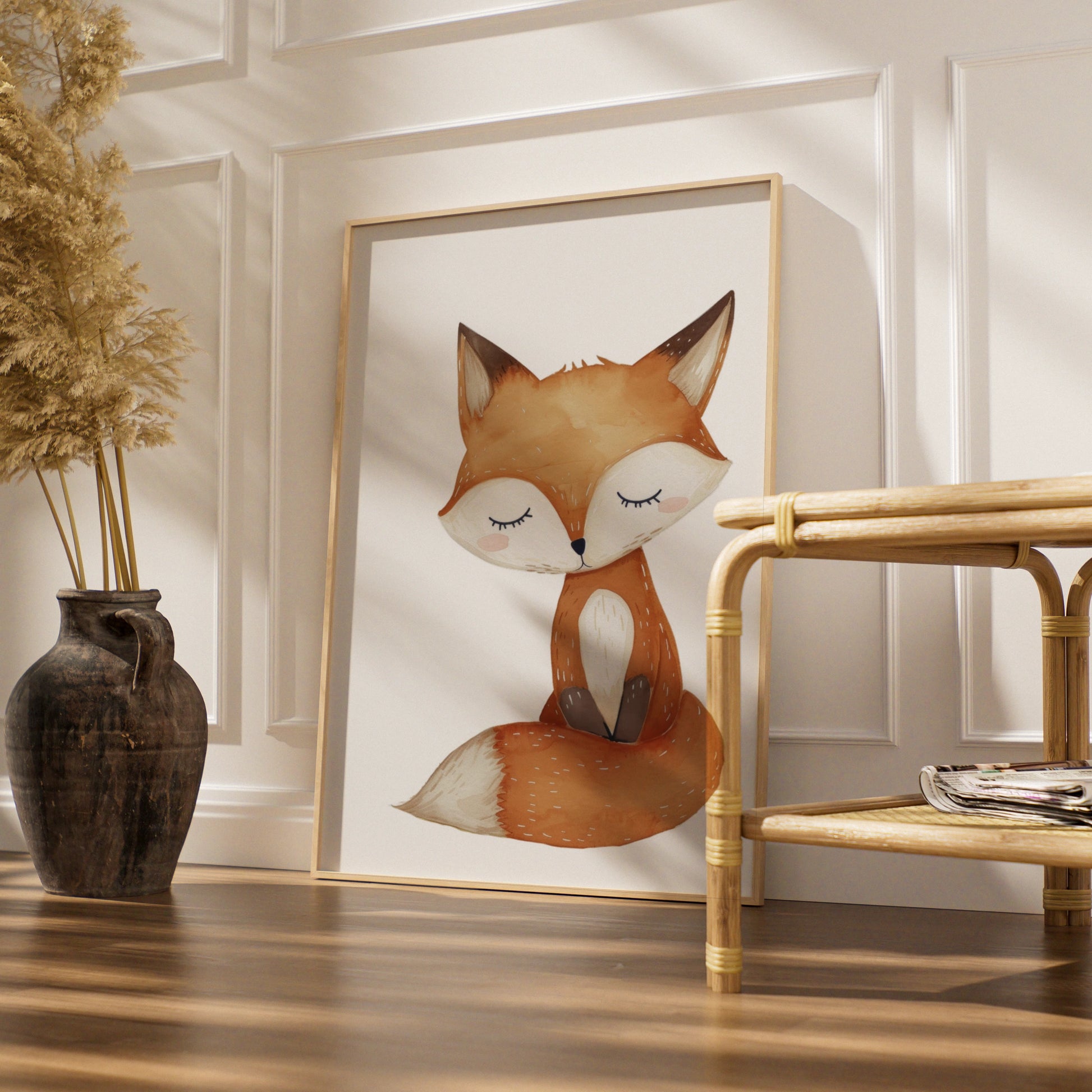 Woodland Fox Nursery Wall Art, Watercolour Fox Poster, Baby Animal Print, Kids Room Decor