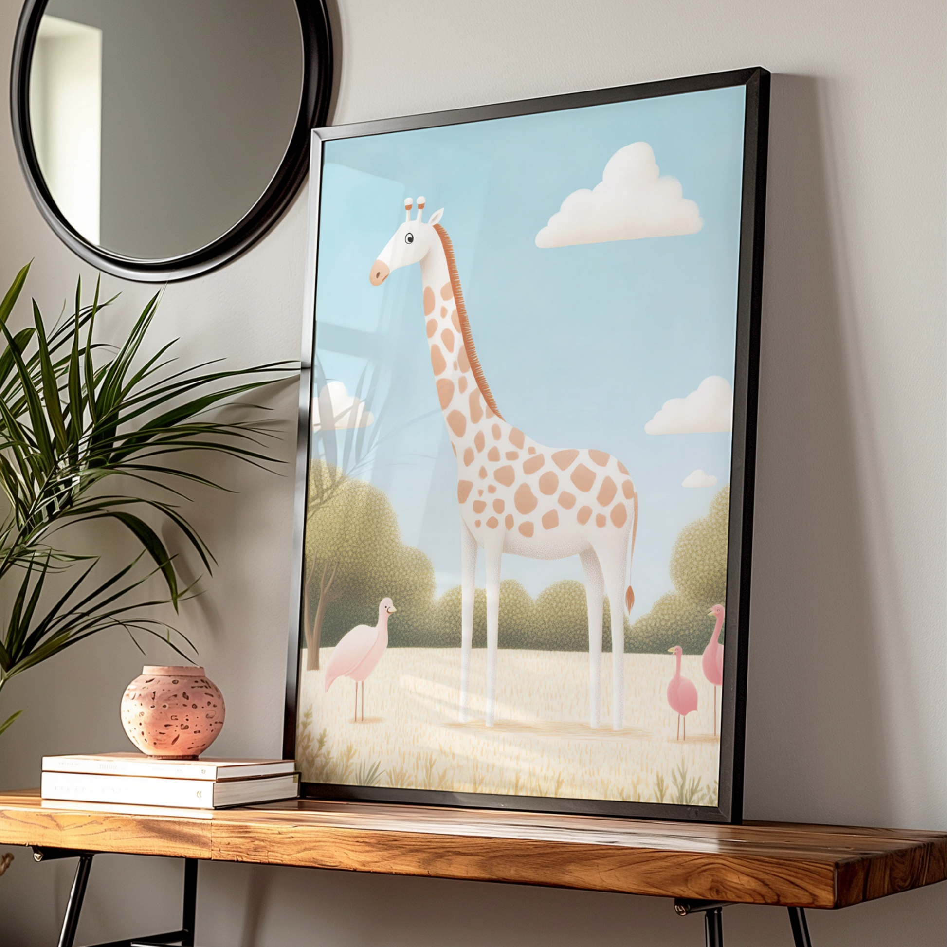 Giraffe Nursery Wall Art, Safari Animal Print, Cute Baby Room Poster, Boho Neutral Decor
