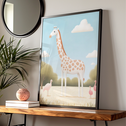 Giraffe Nursery Wall Art, Safari Animal Print, Cute Baby Room Poster, Boho Neutral Decor